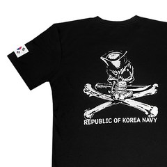 [국산100%] ROKN 해군 반팔티 해골티 군인 군용 쿨론 기능성 티셔츠 블랙 베이지