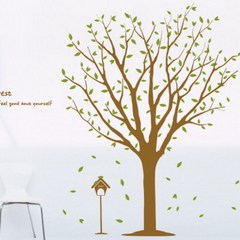 [천삼백케이] [뭉키데코] 그래픽스티커-숲의정원, 라이트브라운+올리브