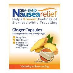 영국 씨밴드 Sea-Band Nausea Relief 릴리프 진저 메스꺼움 나우지아 릴리프 20캡슐, 1팩