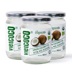 유기농 코코넛오일 버진 100% 비엣코코 식용 3병 500ml, 3개