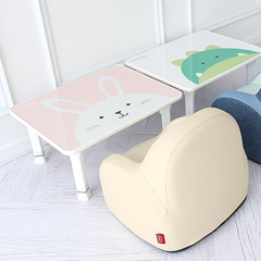 뒹굴러 아기소파 + 블랑코 테이블 접이식 유아 책상 세트, 피오니핑크, 그레이