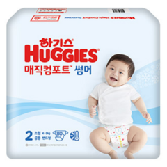 하기스 2022 매직 컴포트 썸머 밴드형 기저귀 공용 소형 2단계(4~8kg), 2단계, 80매