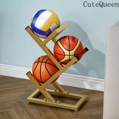 CuteQueen 귀여운여왕 농구 수납 선반 축구 바닥 가정용 바구니 놓는 장식구대 공거치대 공품 선반, 금, 바닥 유형: 저장 4 공