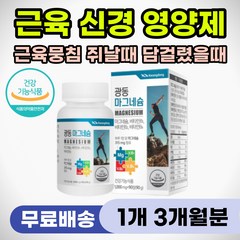 어깨 목 등 결림 근육 뭉침 뭉쳤을때 마그네슘 영양제 노인 중년 근력 강화 안면 얼굴 손 발 떨림 신경 건강 안정 이완 근육통 통증 완화 종아리쥐 허벅지쥐 다리 쥐났을때 추천, 1개, 90정