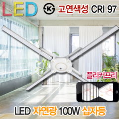 윤라이팅 19263 고연색성 LED 십자등 100W 자연광 플리커프리 조명 매장 교회 스튜디오 인쇄소 촬영 CRI97 KS, 화이트(5700K), 1개