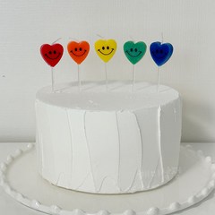 [깨미상점] 무지개하트스마일초 5개입 레인보우 생일파티 케이크초 파티용품