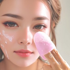 미소라인F 실리콘 손가락 양면 모공브러쉬 피지제거 클렌징브러쉬, 1개, 핑크