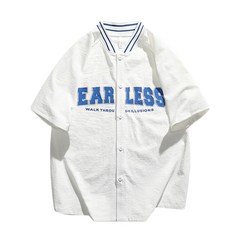 NASA의 아이스하키 여름 루즈핏 티셔츠 가디건 남성 반팔 야구 넥 캐주얼 셔츠 패션 브랜드