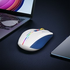 모르미르 백색소음기 무선 2.4G LED 백라이트 마우스 노트북 컴퓨터 PC용 충전식 인체 공학적 슬림 무소, 01 WHITE