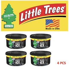 리틀 트리 캔 방향제 블랙 아이스 4개세트 Car Freshner Little Trees Black Ice Fiber Can Air Freshener, 4개