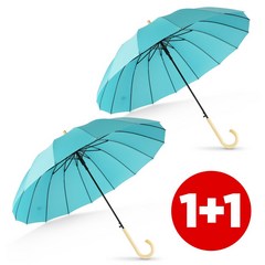 [1+1] 까르벵 16살대 네이처 우드 자동 장우산