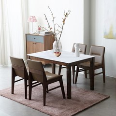 베스트리빙 [한정상품] 제니스 빈츠 12T 포세린 통세라믹 1200 4인용 식탁 테이블 세트/의자2개/의자4개 2colors, 4인식탁+의자4개형, 그레이세라믹