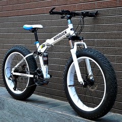 도시MTB자전거 접이식 자전거 더블디시크 브레이크 광폭타이어 오프로드, 26인치, 27단, 화이트