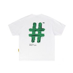 BEENTRILL GOLF 뉴 페인팅 해시태그 오버핏 반팔 티셔츠(오프 화이트)