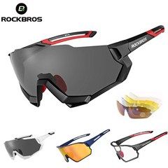 락브로스 스포츠고글 선글라스 자전거 라이딩 방풍 변색 편광 고글, 블랙 10131