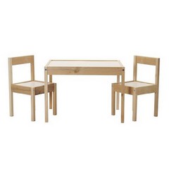 이케아 어린이 테이블+의자세트 화이트 소나무 101.784.13, 화이트 + 소나무