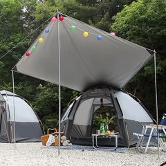 로티캠프 원터치 텐트 육각 돔텐트 + 전용타프 세트, 라이트그레이