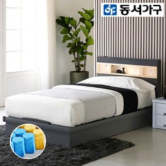 동서가구 세렌 LED편백 슈퍼싱글 평상형 침대 (9존독립매트리스) DF909506-1, 그레이