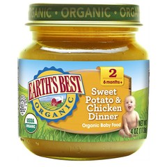 얼스 베스트 2단계 이유식 113g 12개입 스위트 포테이토 치킨 디너맛 Earth's Best Organic Stage 2 Baby Food Sweet Potato, 12개