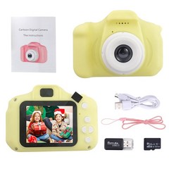 MK몰 어린이용 듀얼 렌즈 디지털 카메라 + 32GB TF 카드 리더 키즈 선물, 호주, 6 Yellow as show1