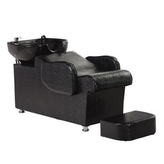 미용실 샴푸대 목받침 스파 미용 샴푸 의자 가구 체어, 화이트 세라믹 세면대 블랙시트, 1개
