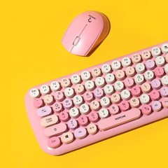 로이체 무선 키보드 + 마우스 세트, RMK-5000, 핑크, 일반형