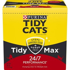 Purina Tidy Cats Clumping 고양이 모래 Max 247 퍼포먼스 멀티 모래 - 17.2kg38파운드 박스 484125