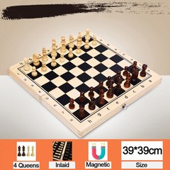 고급 체스판 원목 자석 체스게임 특대형2023 Chesse 국제 체스 게임 여왕 나무 고급 여행 세트 접이식 판 3, 03 39x39cm Mold3