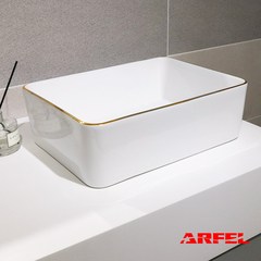 ARFEL 아르펠 도기 사각 테두리 탑볼세면기 H-263, 골드263B-c32, I트랩, 1개