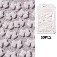 50pcs/pack 귀여운 bowknot 네일 아트 장식 3D 수지 리본 간단한 매니큐어 액세서리 DIY 공예품 용품, 8, 50개