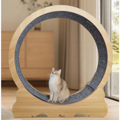 런캣 캣휠 롤러 실내사용 고양이 운동훈련 헬스 캣휠 원목색 다양한 크기, S(83x36x92cm), 1개