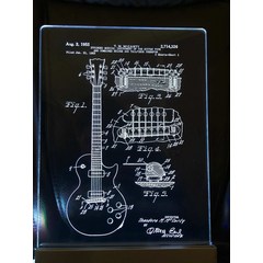 깁슨 기타 Gibson Les Paul 특허 Edge Lit 아크릴 LED 사인 디스플레이 호두 모양