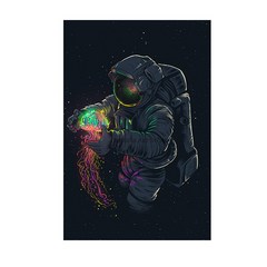 해파리 키우기 재미있는 예술 우주 비행사 놀이 캔버스 페인팅 포스터 및 인쇄 현대 벽 사진 거실용 Cuadros