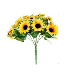 물소리 해바라기 인공 꽃 꽃다발 줄기 실크 가짜 가을 노란색 태양 대량 웨딩 홈 야외 장식