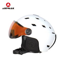 Airwalk 고글일체형 스키 스노우보드 일체형 헬멧 보온성 강조 귀마개 아시안핏 설계 벤티에이션 시스템 360g(경량형), MS100_화이트_M(55-58)
