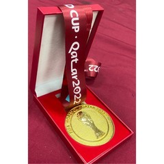 월드컵 메달 축구 2022 카타르월드컵 기념품, 금메달 레드 리본 + 메달상자
