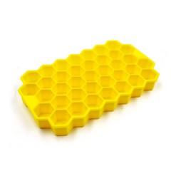 조각 벌집 스 큐브 트레이 재사용 가능한 실리콘 스 큐브 몰드 이동식 뚜껑이 있는 BPA 프리 스 메이커, 노란색