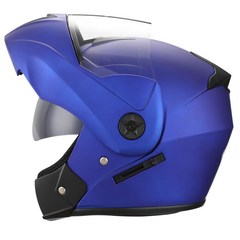 DAYU 오토바이 헬멧 시스템 헬멧 오픈 페이스 풀 페이스 헬멧 듀얼 썬 바이저, 무광 블루