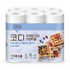 코디 우리집 안심 키친타올 115매 x 6롤, 1개