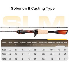 Histar Solomon II 81g 초경량 AA 코르크 그립 DKK-SIC 가이드 전 카본 베이트 캐스팅 스피닝 낚싯대, 01 C482UL