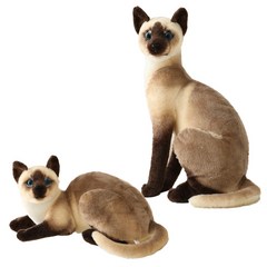 TCR 리얼 고양이 인형 3D 피규어 엄마와 아들 세트 애착인형 고양이쿠션, 샴고양이 세트(엄마와 아들)