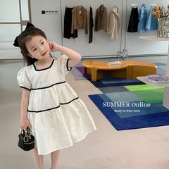 에모베베 소녀 고급감 거품 소매 기질 드레스 원피스