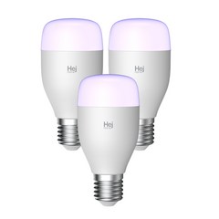 헤이홈 스마트 LED 전구 화이트, 컬러(색상밝기조절), 3개