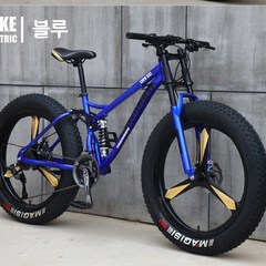 포레노우 MTB자전거 광폭타이어 전후쇼바 강화프레임 MTB 자전거, 26인치, 블루27단3사슬