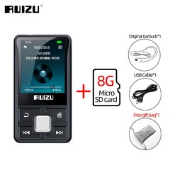 RUIZU X55 블루투스 MP3 플레이어 클립 스포츠 음악 플레이어 미니 워크맨 지원 FM 전자 책 녹음 보수계 OTG TF 카드 비디오 재생, With 8GB TF Card, 8GB, 8GB