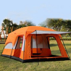 휴대용 야외 캠핑 텐트 비 안티 모기지 2 층 텐트 1 베드룸 홀 작은 te, 오렌지