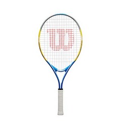 윌슨(Wilson) 키즈 주니어 경식 테니스 라켓[스트링 완료], 블루/옐로우(US OPEN 25), 25인치