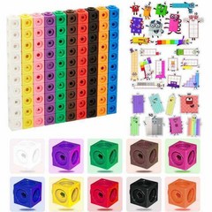 넘버블럭스 100pcs 수학 연결 큐브 Numberblocks 연동 멀티 계산 블록, 3pcs Stickers Set