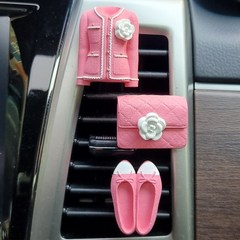 다사가 명품 여성 차량용 석고 방향제 송풍구 클립, 꽃클러치백, 핑크, 블랑쉬