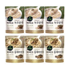 비비고 (햇반 소프트밀) 파우치 죽 (녹두닭죽 x3P + 들깨버섯죽 x3P), 6개